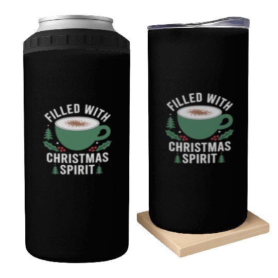 Filled With Christmas Spirit Festive Mug Design Can Coolers