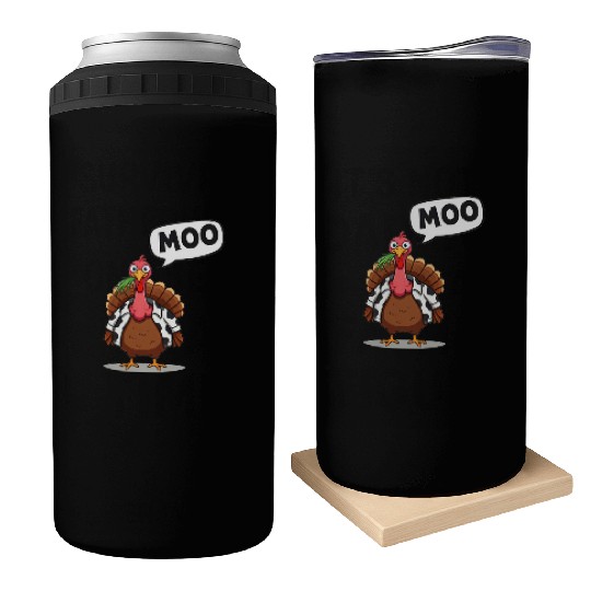 turkey moo funny thanksgiving Can Coolers