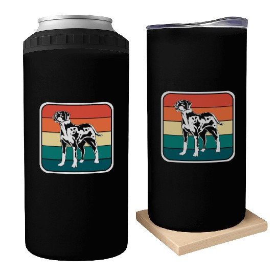 Retro Colorful Louisiana Catahoula Leopard Dog Can Coolers