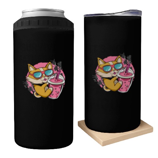 Kitten Kawaii Boba Milk Tea Drinking Cat Can Coolers