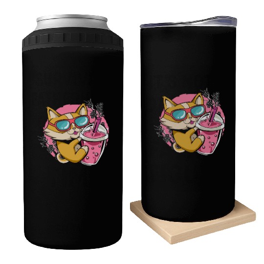 Kitten Kawaii Boba Milk Tea Drinking Cat Can Coolers
