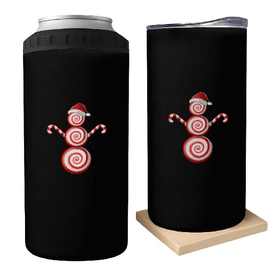 Funny Christmas Can Coolers Peppermint Candy Snowman