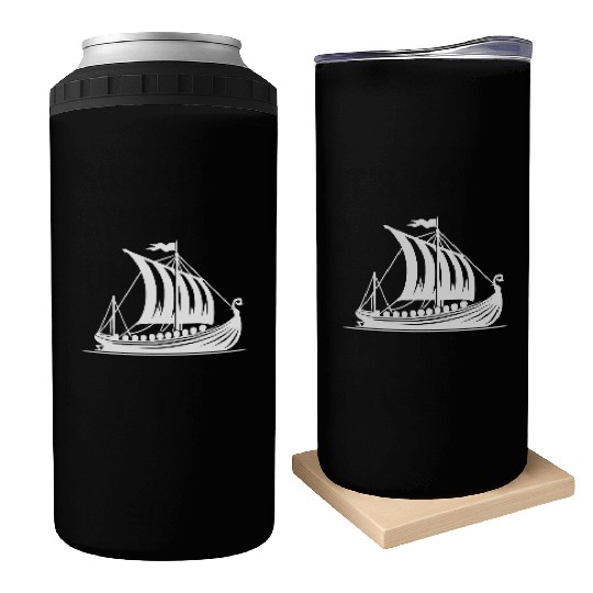 Dragon Boat With Sail Viking Style Design Can Coolers