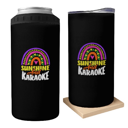 Sun And Karaoke Rainbow Heart Can Coolers