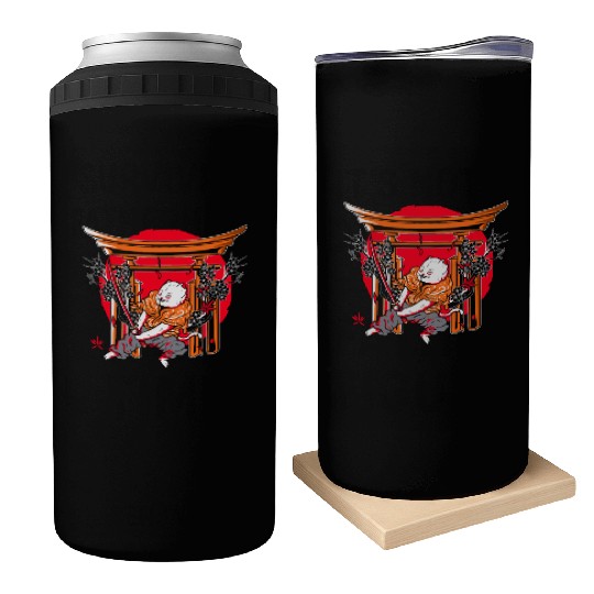 Kanji Japan Katana Ninja Cat Samurai Can Coolers