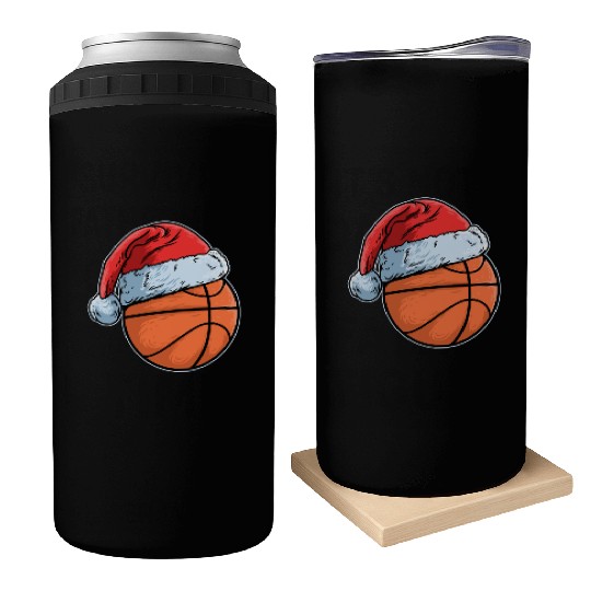 Basket Baller Santa Claus Hat Basketball Can Coolers