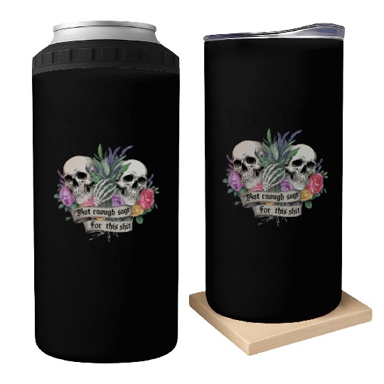 Bold Gothic Skulls & Sage Art | Dark Humor Can Coolers