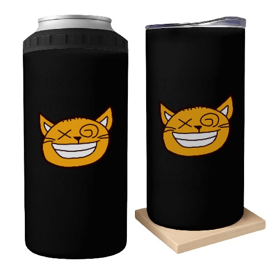 Crazy Cat Weird Funny Eyes Cool Grimace Cartoon Can Coolers