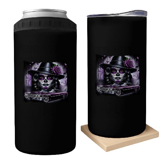 lowrider catrina Sugar skull Can Coolers