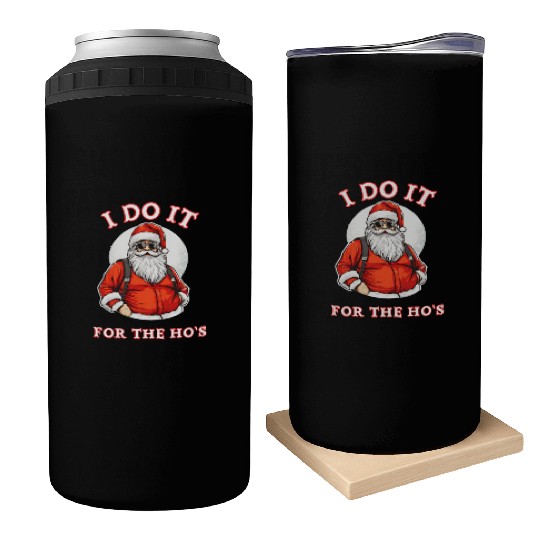 I Do It For the Ho's (Funny Santa Christmas) Can Coolers