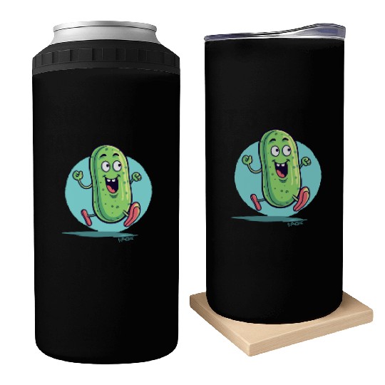 A Happy Running Pickle Can Coolers