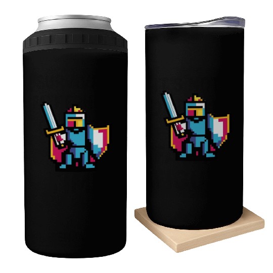 knight pixel art Can Coolers