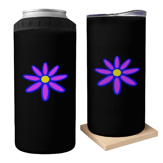 Small Daisy Flower Purple Decorative Nature Design Can Coolers