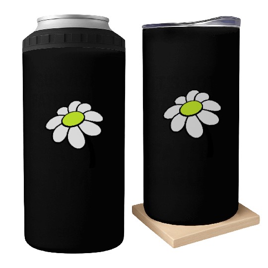 Small Daisy Flower White Decorative Nature Design Can Coolers