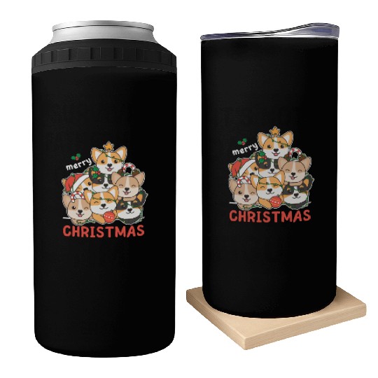 Corgi Christmas Tree Merry Christmas Can Coolers
