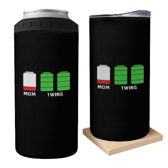 Funny Birthday Mama Twin Mom Low Battery Can Coolers