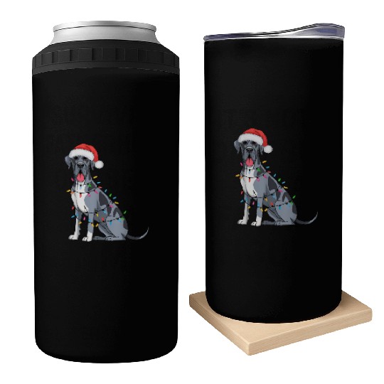 Great Dane Christmas Lights Xmas Dogs Gifts Can Coolers