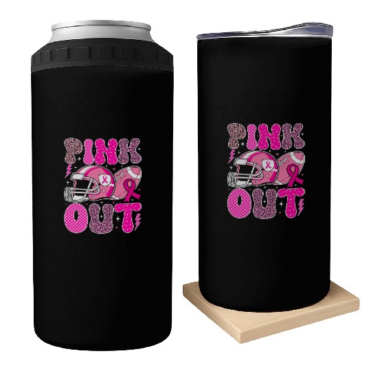 Pink Out Breast Cancer Football Mom Girls Women Can Coolers