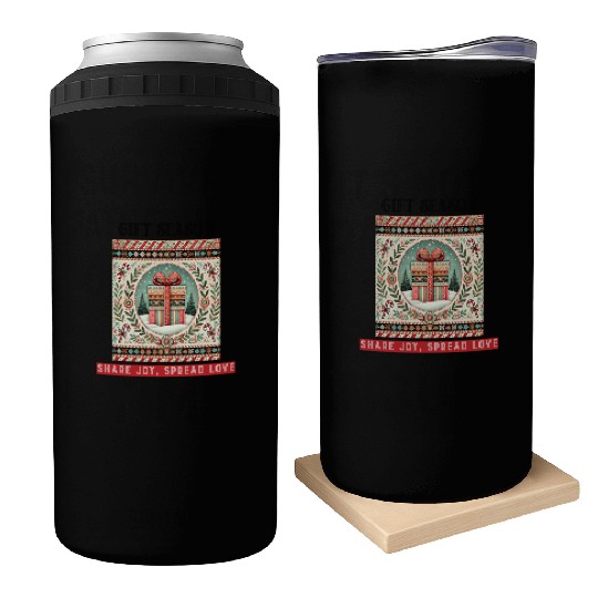 Gift Season, Share Joy, Spread Love Holiday Design Can Coolers