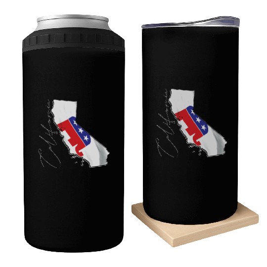 Republican Flag in California State Map CA Can Coolers