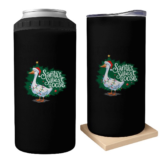 Santa s silliest goose Funny Christmas Family Can Coolers