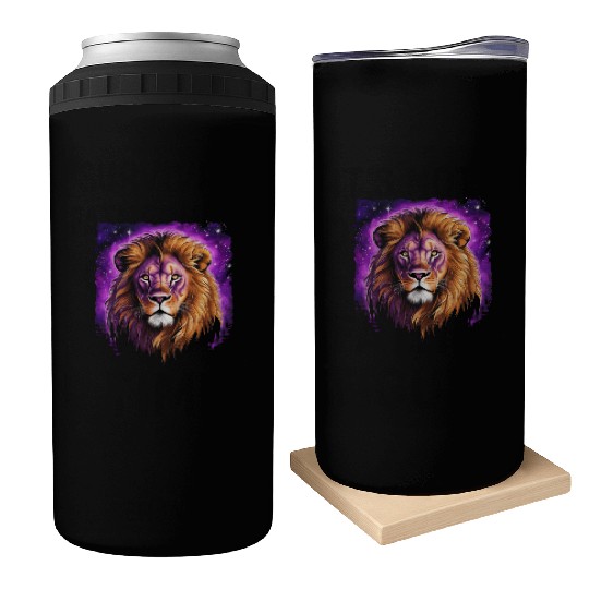 Starry Night Can Coolers design of lion Rembrandt style