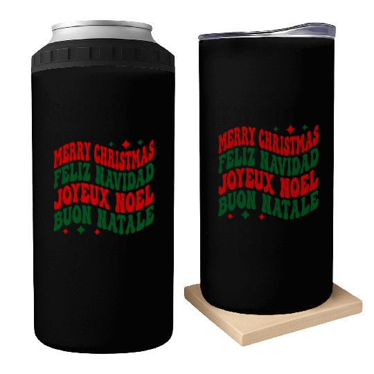 Merry christmas feliz navidad joyeux noel Can Coolers