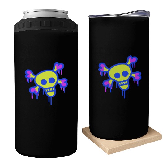 Pirate Skull and Bones Skeleton Graffiti Drops Fun Can Coolers