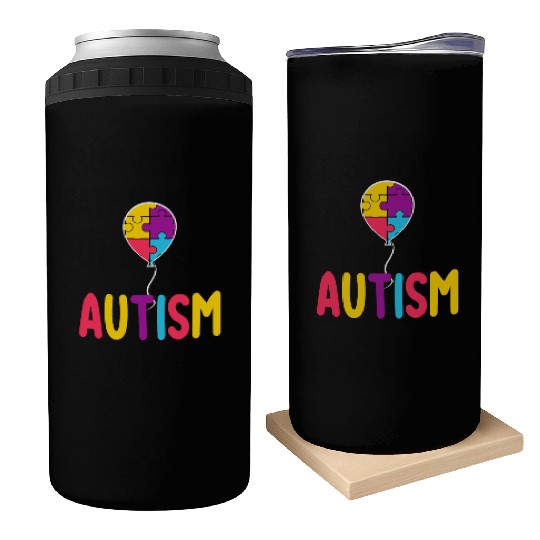 Autism Awareness Balloon - Spread Love and Support Can Coolers