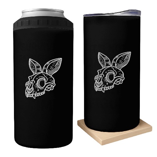 Minimalistic Vector Rabbit Skull Kids Drawing Can Coolers