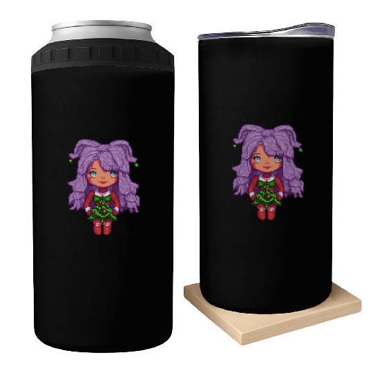 Christmas girl purple hair Can Coolers
