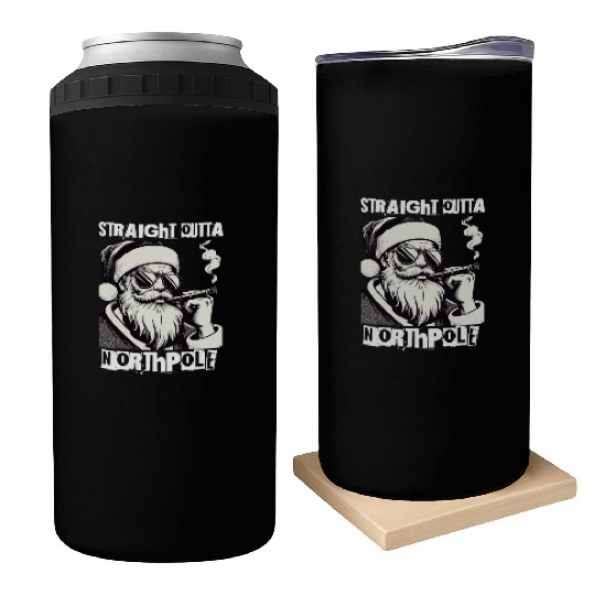 straight outta northpole christmas santa claus Can Coolers