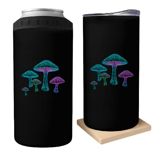 Psychedelic Neon Fungi Glow Can Coolers