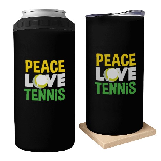 Peace Love Tennis Enthusiast Can Coolers