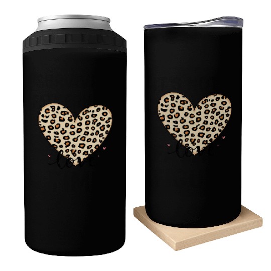 Trendy Vintage Retro Love Cheetah Leopard Print Can Coolers