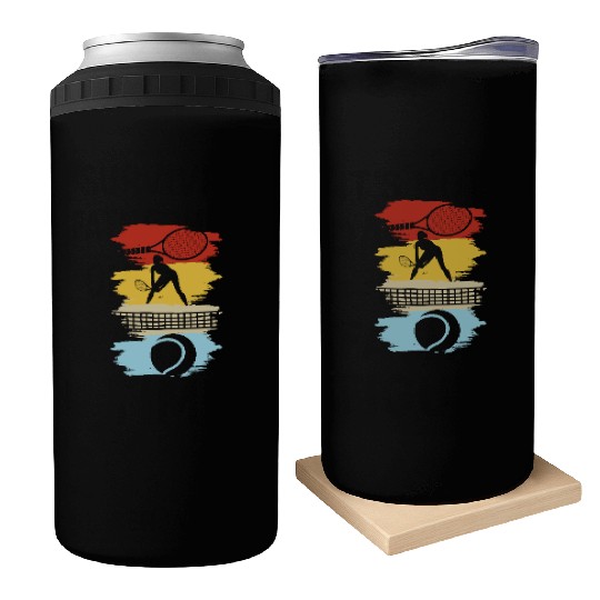Tennis Passion Silhouette Art Design Can Coolers