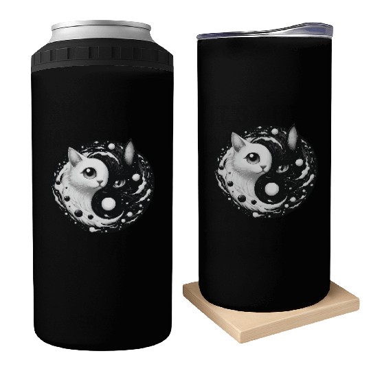 Ying and Yang Cats Asian Meditation Gift Idea Can Coolers