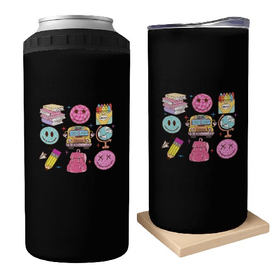 Back To School School Bus Smiling Faces Pencil Cra Can Coolers