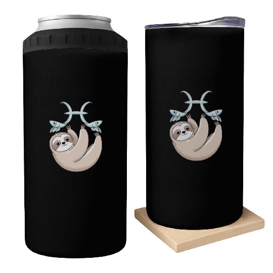 Pisces Zodiac Sloth Embracing Your Cosmic Calm Can Coolers