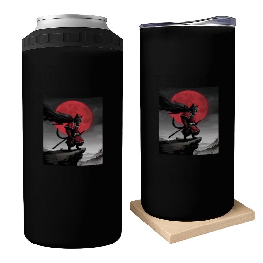 Japanese Cat Samurai Cat Can Coolers