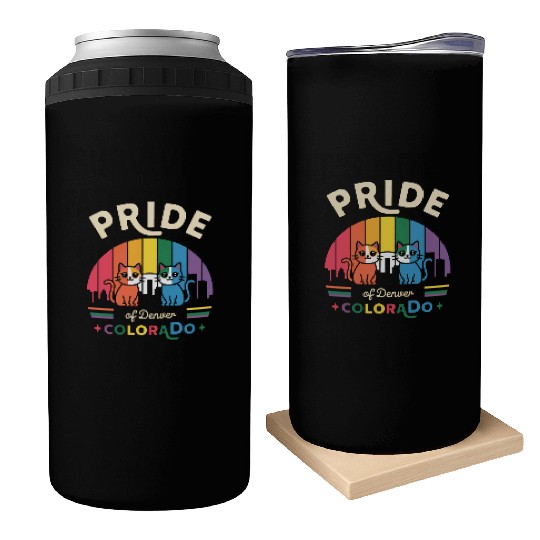 Pride of Dallas City Texas USA Rainbow Flag Can Coolers