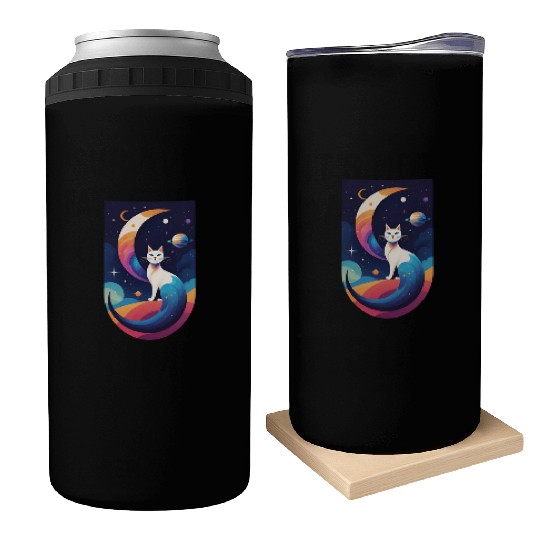 Celestial Cosmic Cat Can Coolers