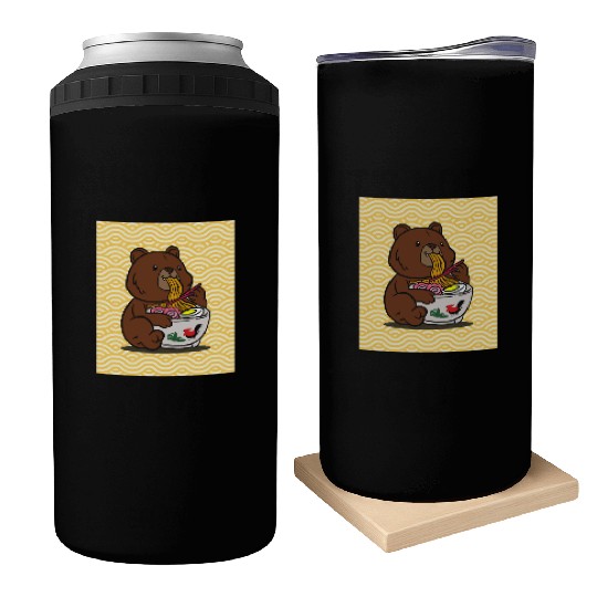 Cute Bear Ramen - Kawaii Cartoon Brown Bear Can Coolers