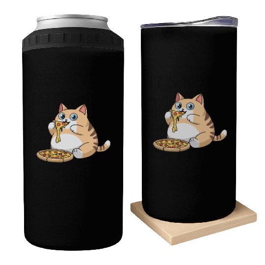 Chubby Cat Pizza Lover Can Coolers