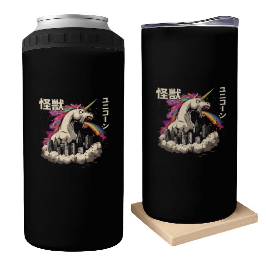 Kaiju Unicorn Japanese Monster Rainbow Can Coolers