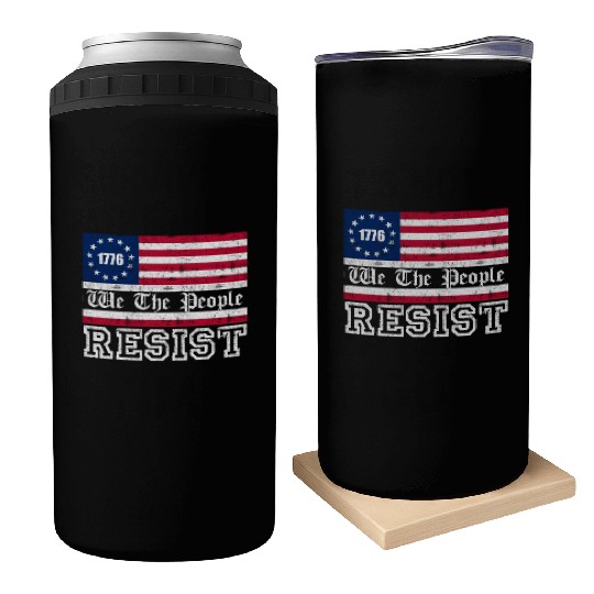 1776 Resist Trump Protest Anti Political US Fla Can Coolers