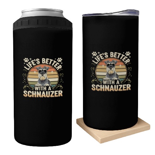 Life's Better With A Schnauzer Retro Dog Lover Can Coolers