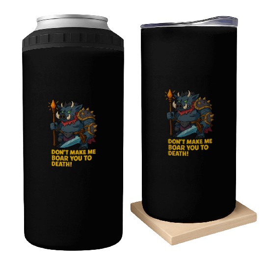 Boar Warrior Cartoon Can Coolers