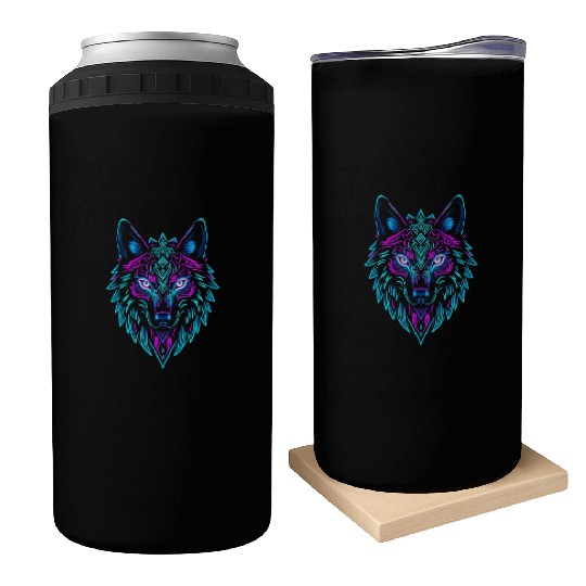 wolf face Can Coolers
