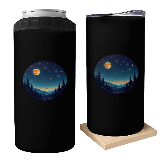 Starry Night Mountain Can Coolers